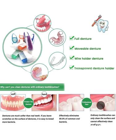 4pcs Denture Cleaning Brush Denture Brush Double-Sided Denture Cleaner with Ergonomic Handle Fashion - Buy Online on GoSupps.com