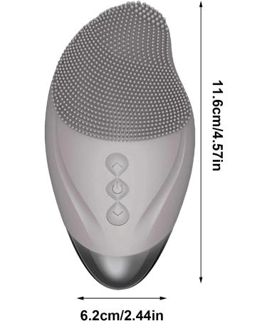 Facial Cleansing Brush Face Scrubber | Soft Silicone Electric Exfoliator - Vibrating Waterproof Rechargeable Simple Skin Care Tools for Enhances Absorption of Facial Skin Care Products Gray (English) - Buy Online on GoSupps.com