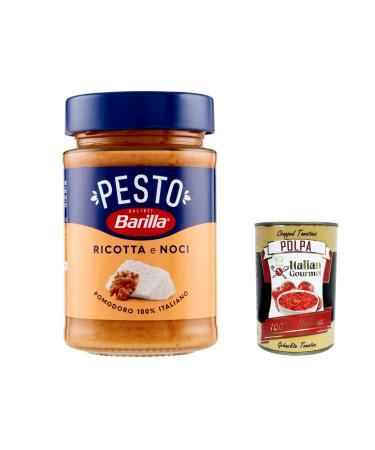 Italian Gourmet E.R. 3 x Barilla Pesto Ricotta e Noci 190 g | Gluten-free Italian pasta sauce with creamy ricotta walnuts and Grana Padano cheese pasta sauce red pesto + gourmet Italian polpa 400 g