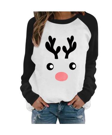 Genetic women sweater Christmas rudolph reindeer elf Christmas sweater hoodover Christmas sweater Santa Claus christmas sweatshirt overzized pullover women women's sweater long-last 4-black xxl
