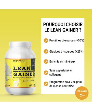 LEAN GAINER + 50% Bi Source Native Protein Enriched with Minerals Progressive Mass Gain Optimized Recovery Vanilla 1.5 kg Eric Favre - Buy Online on GoSupps.com