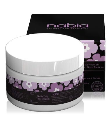 Nabia Moisturizing Face Cream with Cica  Vitamin B3  Hyaluronic Acid  Saccharomyces and Natural Lavender Scent  white  1.69 Fl Oz