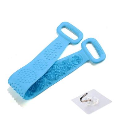 Irugle Silicone Bath Body Brush Soft and Safe Back Scrubber for Shower  Exfoliating Body Shower Brush for Women/Men  Easy to Clean  Lathers Well  Long Lasting  Eco Friendly (Blue)