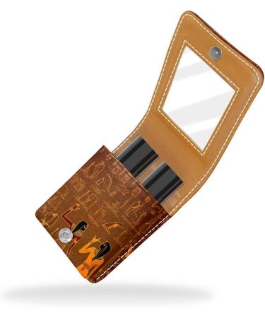 Travel Lipstick Organizer Case - Portable Makeup Bag with Mirror in Ancient Egyptian Style | Shop Now - Buy Online on GoSupps.com