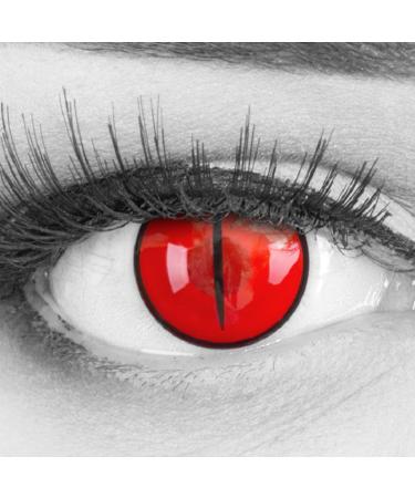 Colored contact lenses 1 pair of red demon nezuko cat red anime manga - highly opaque - Heroes of Cosplay - annual lenses for costumes cosplays halloween with free lentil container - without strength 2 pieces (1 Pack)