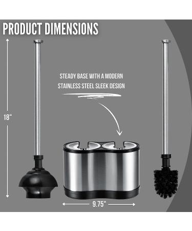 Stainless Steel Toilet Brush and Plunger Combo Set - ToiletTree Modern Deluxe 2 Pack - 4.5 x 9.75 x 18.5 - Buy Online on GoSupps.com