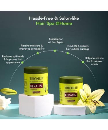 Green Velly Tricchup Keratin Hair Mask 500 ml - For Intense Damaged Hair Repair - Salon Like Hair Spa at Your Home - For Dry & Damaged Hair - Buy Online on GoSupps.com