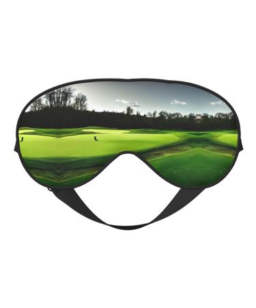Green Golf Course Print Unisex Sleep Mask Double-Sided Eye Mask Ideal for Sound Sleep and Skin Care Black