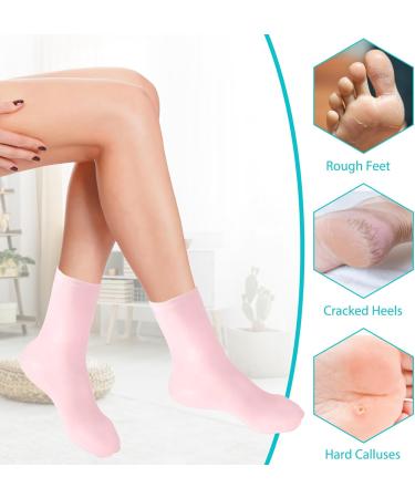 Silicone Moisturizing Socks Women Foot Spa Pedicure Silicone Socks Foot Mask Exfoliating Beach Protective Gel Socks Anti Slip Aloe Socks for Dry Cracked Feet Calluses Foot Care (Pink) - Buy Online on GoSupps.com