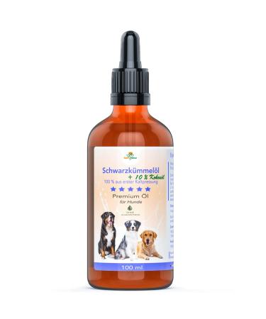 MAHU Natur 100 ml black cumin oil for dogs + 10% coconut oil - unfiltered - sustainable glass bottle with glass pipette - ideal for baust