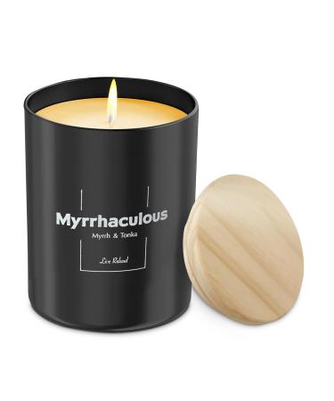 Relaxd Premium Myrrh & Tonka Scented Natural Soy Wax Candle (Myrrhaculous) Hand Poured Long Lasting Aromatherapy Essential Oil Candles