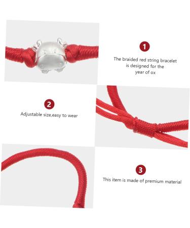 PRETYZOOM 2pcs Year of The Ox Bracelet Fengshui Bracelets Rope Bracelet 2020 New Year Wrist Jewelry 2020 New Year Jewelry Gift Handmade Jewelry Silver Red Rope Bracelet China Three 21x1.3cmx2pcs As Shownx2pcs - Buy Online on GoSupps.com