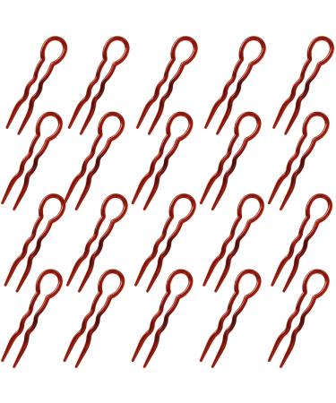 KINDOYO 20 Pieces Grip Hair Pins - Lady Hair Clips U shape Hair Stick Vintage Hairpins Braid Twist Styling Bobby Pins Hair Fork Pins Brown Brown *20