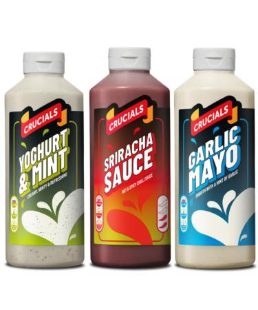 Crucials Crucials Sauces (Mint/Chilli/Mayo Garlic) - 500ml (Kebab Seasoning Mix) - 3 Pack