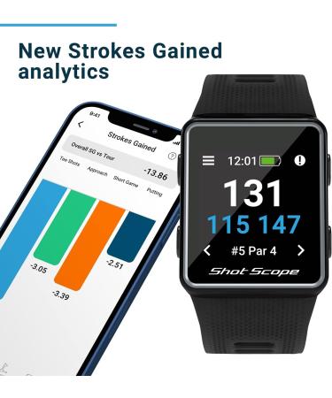 Shot Scope V3 GPS Golf Watch - Automatic Shot Tracking, Hazard Distances, Strokes Gained - iOS & Android Apps - 100+ Stats - 36,000+ Pre-Loaded Courses - No Subscriptions | Black - Buy Online on GoSupps.com