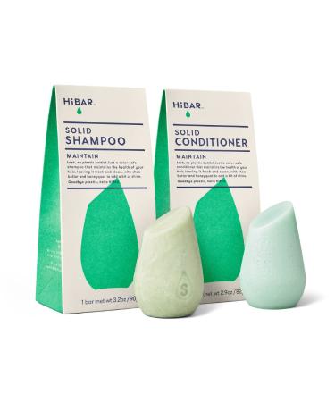 HiBAR Shampoo and Conditioner Bar Set  All Natural Hair Care  Plastic Free  Travel Size  Color Safe  Eco Friendly  Solid Sustainable Bars  Zero Waste (Maintain) Citrus
