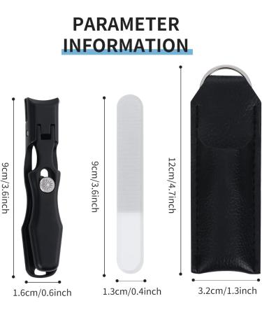 Alxbsone Black Steel Nail Clipper Set for Fingernails & Toenails | No Splash Design with Nail Fan & File | Extra Sharp Manicure Tool - Buy Online on GoSupps.com