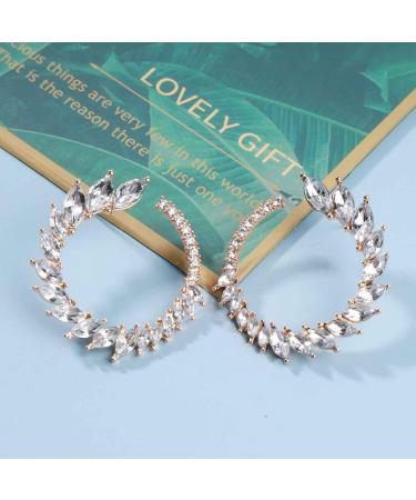 Vintage Rhinestone Hoop Earrings - Gold Circle Studs & Bright Crystal Bling for Weddings | Jewelry for Women & Girls - Buy Online on GoSupps.com