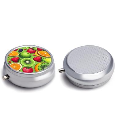 Portable Fruit Printed Pill Box - 3 Compartment Travel Case | Small Medicine Organizer for Purse & Pocket - Buy Online on GoSupps.com