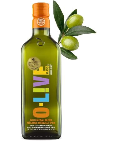 O-Live & Co. - Gold Medal Winner Extra Virgin Olive Oil Cold Pressed Premium Olive Oil Ideal for Cooking or for Salad Dressing Versatile Olive Oil Extra Virgin (750 ml Mild & Fruity) Mild & Fruity 750 ml (Pack of 1)
