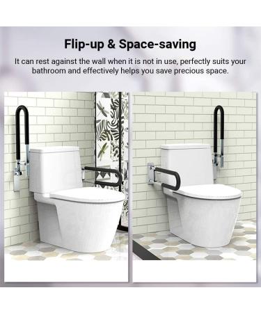 Handle Bathroom Grab Bar Flip-up Screw-in Toilet Safety Handrail Rail Hand Grip Armrest erly Disabled 23.62 * 2.36 * 7.87in - Buy Online on GoSupps.com