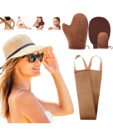 Self Tanning Mitt Applicator Kit - 4 Piece Set with Glove Exfoliating Mitt Mini Face Applicator & Back Lotion Applicator - Perfect for a Flawless Tan - Buy Online on GoSupps.com