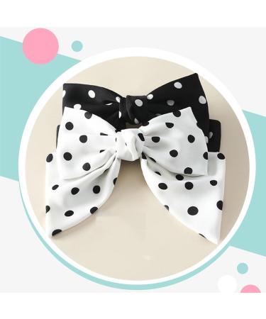 Ypkia French Polka Dot Hair Clip with Bow - Large Hair Bow Accessory for Women/Girls, Black White - Buy Online on GoSupps.com