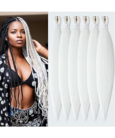 YDDM PRE Stretched Braiding Hair Extensions 32 inch 6packs Extensions Kunsthaar Braids White Hair Extension Art Hair For Braids Jumbo Braids Hair (32 inches 60#) 81cm-32 inches (6 Pack) 60#