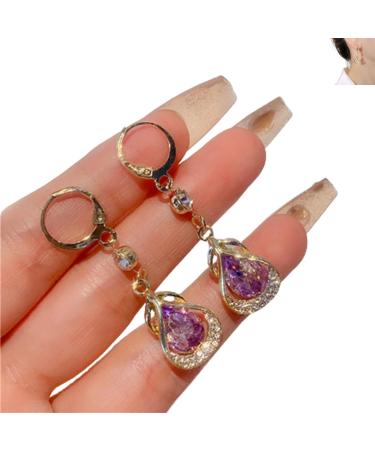Lymphatic Flow Magnetogen Earrings Lymphatic Drainage Earrings Jewelry for Women Lymphatic Magnetotherapy Germanium Earrings (Purple M)