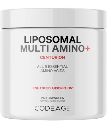 Codeage Multi Amino+ BCAA & EAA Supplement All 9 Essential Amino Acids Free-Form Branched-Chain Amino Acid Sport Pre & Post Workout Muscles Recovery Liposomal for Absorption Vegan 240 Capsules