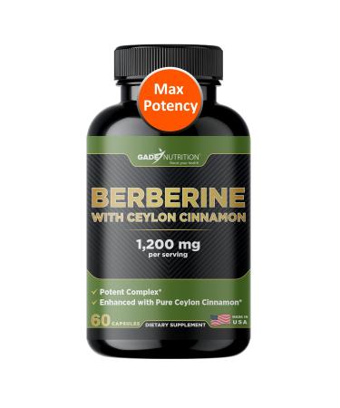 Gade Nutrition Berberine Supplement with Ceylon Cinnamon | Berberine Top Choice with Ceylon Cinnamon Capsules | Organic Veggie Capsules | USA Made