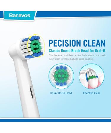 Banavos Replacement Toothbrush Heads Classic Round Brush Heads Replacement Refills Compatible with Braun Oral B Electric Rechargeable Toothbrushes 12 Pack with 4 Hygienic Caps 12 Pieces White - Buy Online on GoSupps.com