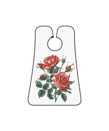 red roses illustration Print Beard Bib Apron Non-Stick Beard Men's Hair Catcher for Shaving Gifts for Men. One Size Black1