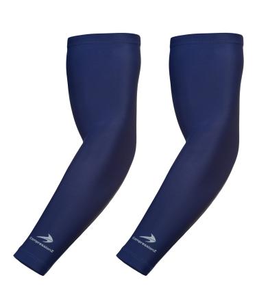 CompressionZ Compression Arm Sleeves for Men & Women UV Protection Elbow Sleeve Navy L