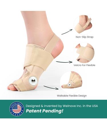 Welnove Bunion Corrector for Men & Women - Adjustable Bunion Splint Brace with Gel Pads - Pain Relief & Toe Straightener - Non-slip Strap Beige - Buy Online on GoSupps.com
