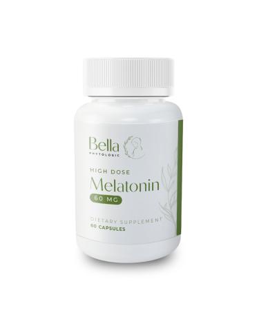 Melatonin Pure 60mg High Potency Nighttime Sleep Aid for Deep Rest Relaxation Jet Lag & Stress Relief Fast-Acting Non-Habit Forming Drug-Free Made in USA (60 Capsules) 60 Count (Pack of 1)