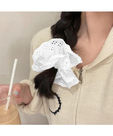 Lace Scrunchies Large White Hair Scrunchies Elastic Oversized Scrunchie Bobbles Ponytail Holders for Thick Hair for Ladies Girls(white size:4.72inch) 4.72inch white - Buy Online on GoSupps.com