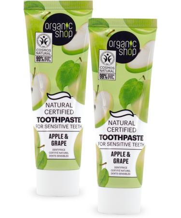 Organic Shop Apple & Grape Toothpaste Gum Wellness Cavity Protection Natural Ingredients Fluoride-Free Tooth Sensitivity Vegan & Cosmos Natural Certified. Pack of 2 - Buy Online on GoSupps.com