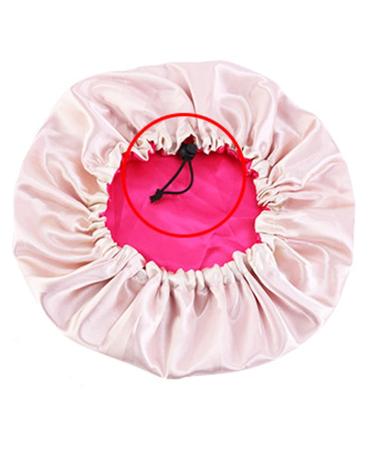 COSPACK SWEET SATING Extra Large Adjustable Satin Hair Cap - Double-Aged Turnable Neon Pink & Beige for Comfortable Sleep - Buy Online on GoSupps.com