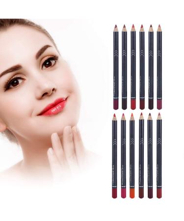 12 Colors Lip Liner Pencil Set - Waterproof Matte Long-lasting Lip Makeup Tool - Buy Online on GoSupps.com