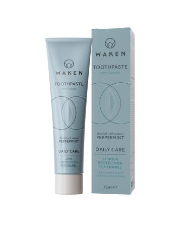 Waken 75Ml Peppermint Toothpaste Fresh & Cool Natural Flavour Lightly Foaming With Fluoride No Artificial Colours Sustainable Packaging Recycled Aluminium Tube Vegan Toothpaste Peppermint 75 ml (Pack of 1)