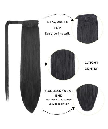 Buy Black Long Smooth Pferdeschwanz Hair Extension - 60cm Clip-In Ponytail Hairpiece | Natural Wrap Around Braid | Fast International Shipping - Buy Online on GoSupps.com