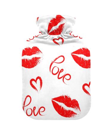 Heat bottle with reference 1 l of durable warm-up bag for hand feet shoulder and neck pain cramps heating press and heat therapy patterns of red love and lips