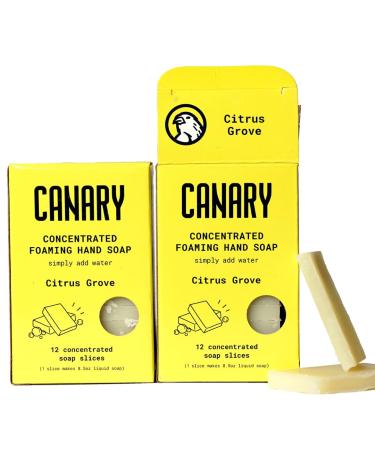 Canary Foaming Hand Soap Bars - Refillable Zero Waste Hand Wash Concentrate with Coconut Oil - All Natural Moisturizing Organic Non Toxic (Citrus Grove (makes 24 bottles of liquid soap)) Citrus Grove (24 Soap)