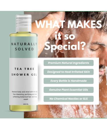 Naturally Solved Tea Tree Shower Gel (200ml) - Anti-Fungal Body Wash for Jock Itch, Thrush, Acne & Athlete's Foot - Buy Online on GoSupps.com