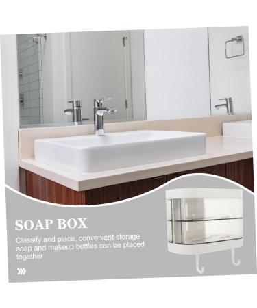 Ciieeo 2pcs Box Storage Box Washcloth Holder Self Draining Soap Dish Wall-mounted Soap Dish Rotating Stand Soap Holder Wall-mounted Soap Stand Glove Box White Double Layer Plastic - Buy Online on GoSupps.com