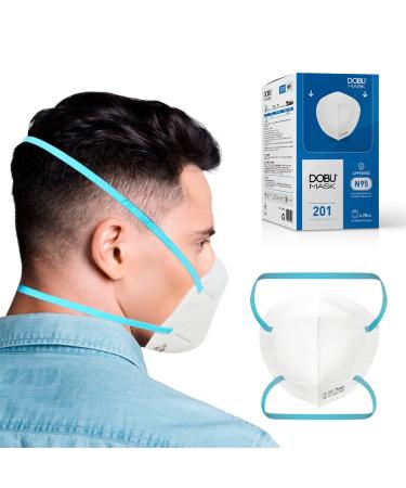 DOBU MASK N95 Respirator Mask model 201, NIOSH Certified, 25 masks individual package, Stretchable braided head straps, Medium size