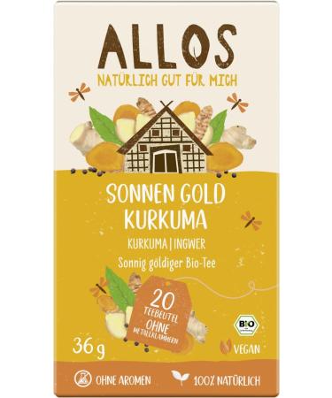 Allos Allos Sonnen Gold Kurkuma Organic Sun Tea Bags 36 g (Pack of 6)