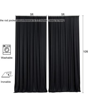 10x10 ft Black Polyester Backdrop Drapes Curtains with Rod Pockets - Wedding & Party Decor - Buy Online on GoSupps.com
