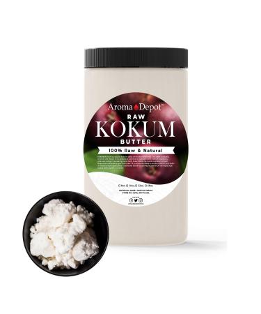 Aroma Depot Kokum Butter 1 lb. JAR (CHUNKS) Raw I Great for Skin Body and Hair. 100% Pure I Natural I Cold Pressed I Thickener for Body Butters Sunscreens Soaps Deodorants and Lotions.